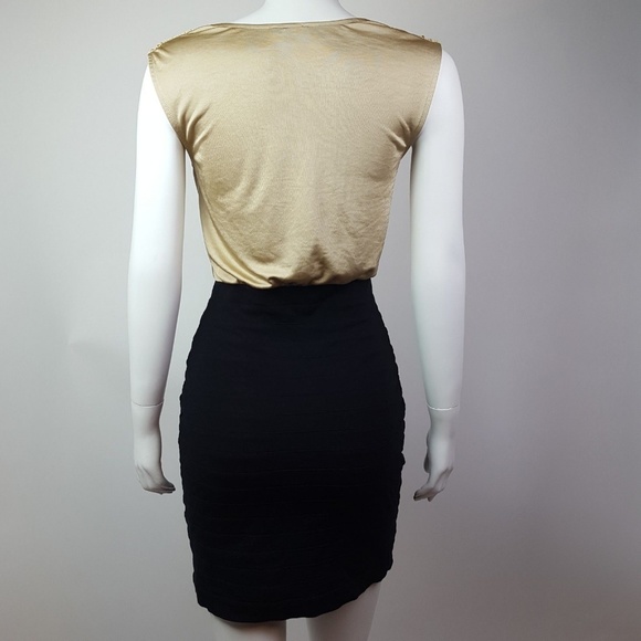Express Gold Black Dress XS - Picture 3 of 6